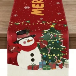 Christmas Table Runner, Seasonal Winter Holiday Farmhouse Style Table Decoration