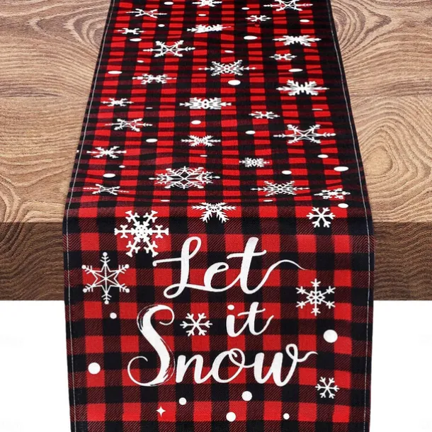 Christmas Table Runner, Seasonal Winter Holiday Farmhouse Style Table Decoration