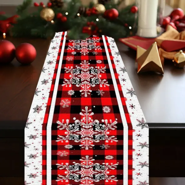 Christmas Table Runner, Seasonal Winter Holiday Farmhouse Style Table Decoration