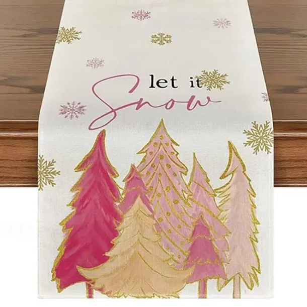 Christmas Table Runner, Seasonal Winter Holiday Farmhouse Style Table Decoration