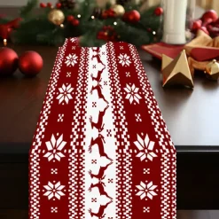 Christmas Table Runner, Seasonal Winter Holiday Farmhouse Style Table Decoration