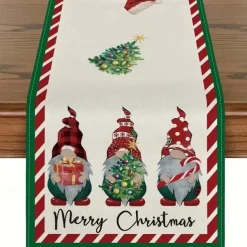 Christmas Table Runner, Seasonal Winter Holiday Farmhouse Style Table Decoration
