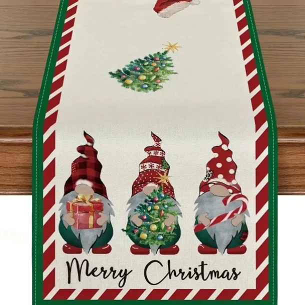 Christmas Table Runner, Seasonal Winter Holiday Farmhouse Style Table Decoration