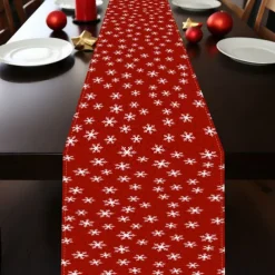 Christmas Table Runner, Seasonal Winter Holiday Farmhouse Style Table Decoration
