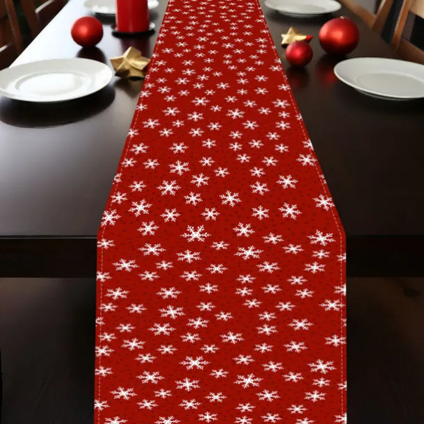 Christmas Table Runner, Seasonal Winter Holiday Farmhouse Style Table Decoration