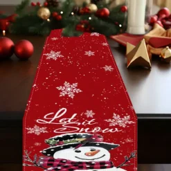 Christmas Table Runner, Seasonal Winter Holiday Farmhouse Style Table Decoration