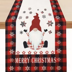 Christmas Table Runner, Seasonal Winter Holiday Farmhouse Style Table Decoration