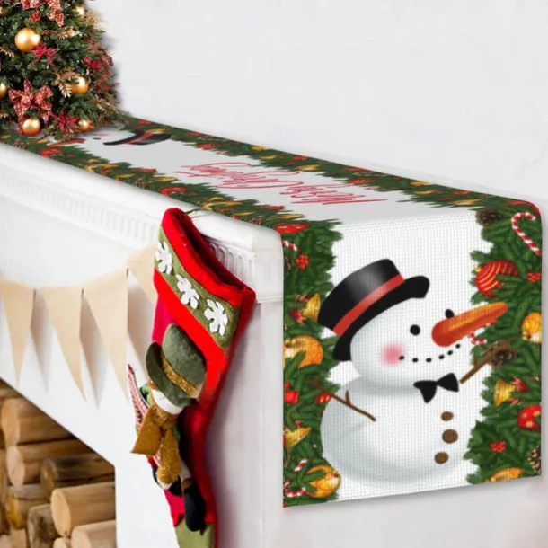 Christmas Table Runner, Seasonal Winter Holiday Farmhouse Style Table Decoration