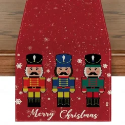 Christmas Table Runner, Seasonal Winter Holiday Farmhouse Style Table Decoration