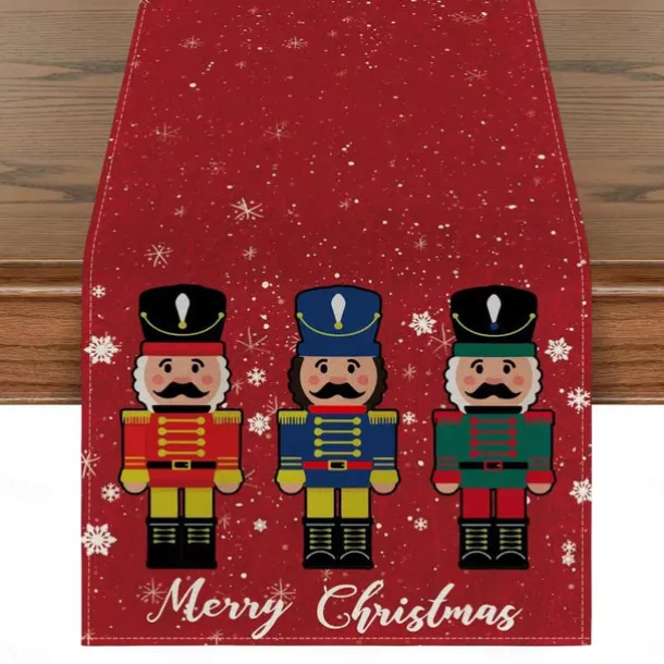 Christmas Table Runner, Seasonal Winter Holiday Farmhouse Style Table Decoration