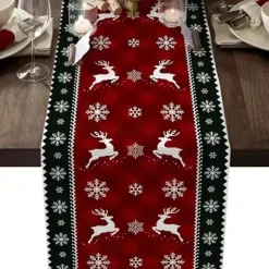 Christmas Table Runner, Seasonal Winter Holiday Farmhouse Style Table Decoration