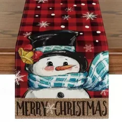 Christmas Table Runner, Seasonal Winter Holiday Farmhouse Style Table Decoration