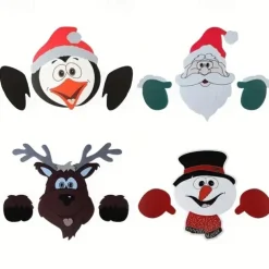 Christmas Themed Fence Decoration Xmas Fence Insert Wooden Santa Claus Reindeer Snowman Fence Decoration Garden Decoration Insert