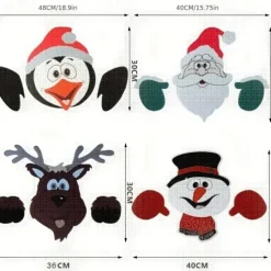 Christmas Themed Fence Decoration Xmas Fence Insert Wooden Santa Claus Reindeer Snowman Fence Decoration Garden Decoration Insert