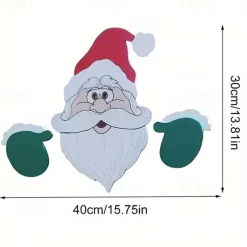 Christmas Themed Fence Decoration Xmas Fence Insert Wooden Santa Claus Reindeer Snowman Fence Decoration Garden Decoration Insert