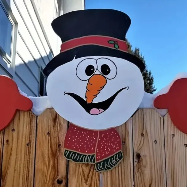 Christmas Themed Fence Decoration Xmas Fence Insert Wooden Santa Claus Reindeer Snowman Fence Decoration Garden Decoration Insert