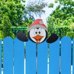 Christmas Themed Fence Decoration Xmas Fence Insert Wooden Santa Claus Reindeer Snowman Fence Decoration Garden Decoration Insert
