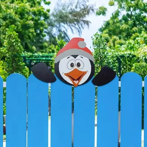 Christmas Themed Fence Decoration Xmas Fence Insert Wooden Santa Claus Reindeer Snowman Fence Decoration Garden Decoration Insert