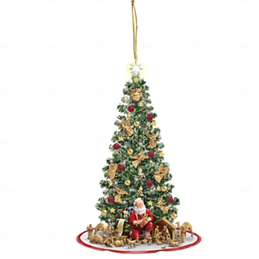 Christmas Tree Decoration, Santa Claus 2D Acrylic Hanging Crafts Car Pendant Xmas Gift Home Decoration