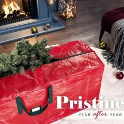 Christmas Tree Storage Bag Heavy Duty Christmas Tree Bag Red - Tree Bags For Storage - Xmas Tree Storage Bag Holds 7.5-9 Ft Christmas Tree Bag For All Year Round Christmas Storage