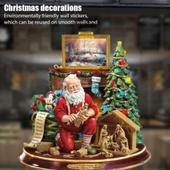 Christmas Window Stickers Tree Winter Garland Window Stickers Home Decoration Crystal Tree Santa Claus Snowman Rotating Sculpture Decorations Removable Paste