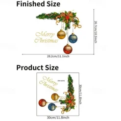 Christmas Wreath Christmas Ball Pattern Sticker, Toilet Lid Decorative Sticker, Toilet Lid Decal, Toilet Cover Sticker, Restroom Renovation Removable Stickers