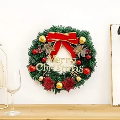 Christmas Wreath Hanging Ornament Christmas Wreath Christmas Ball Ornaments Handmade Floral Christmas Wreath for Christmas Indoor Outdoor Decor