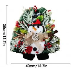 Christmas Wreath Outdoor for Front Door Winter Wreath Window Wall Decoration Snowman Swag,Snowman Wreath Xmas Wreath,Artificial Flower Santa Rattan Ring Wreaths Xmas Tree Ornaments Garland