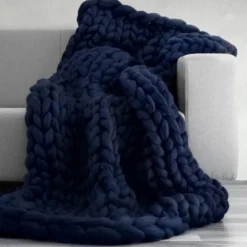 Chunky Knit Throw Blanket Super Thick Wool Handwoven Blanket Sofa Blanket Cover Blanket Knitting Thick Thread Blanket