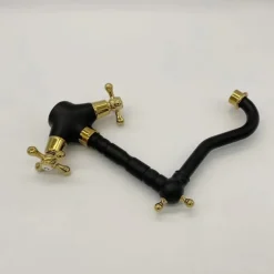 Classic Utility Sink Laundry Black Gold Faucet, Centerset High Arc Two Handles One Hole Wash Basin Tap with Hot and Cold Water Switch, Laundry Tub Pot Filler Commercial Faucet in Oil Rubbed Bronze