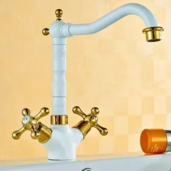 Classic Utility Sink Laundry Black Gold Faucet, Centerset High Arc Two Handles One Hole Wash Basin Tap with Hot and Cold Water Switch, Laundry Tub Pot Filler Commercial Faucet in Oil Rubbed Bronze