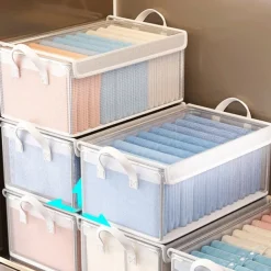 Clear Clothing Storage Box with Lid, Large Capacity Transparent Drawer Organizer, PVC Wardrobe Storage Container for Blankets, Clothes, and Fabric Organization