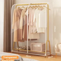 Clear Garment Rack Cover Dustproof Clothes Rack Cover with Zipper Clothes Hanging Rack Cover Clothing Storage Protector Waterproof