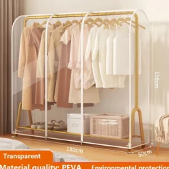 Clear Garment Rack Cover Dustproof Clothes Rack Cover with Zipper Clothes Hanging Rack Cover Clothing Storage Protector Waterproof