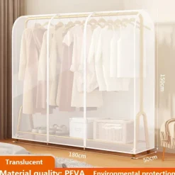 Clear Garment Rack Cover Dustproof Clothes Rack Cover with Zipper Clothes Hanging Rack Cover Clothing Storage Protector Waterproof