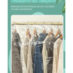 Clear Garment Rack Cover Dustproof Clothes Rack Cover with Zipper Clothes Hanging Rack Cover Clothing Storage Protector Waterproof