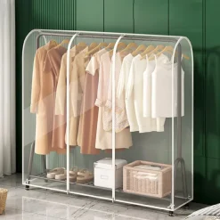 Clear Garment Rack Cover Dustproof Clothes Rack Cover with Zipper Clothes Hanging Rack Cover Clothing Storage Protector Waterproof