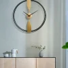 Clock Round Wall Clock Non Ticking Quartz Decorative Wall Watch Clock for Living Room Kitchen Home Office Black Golden 60 80 cm