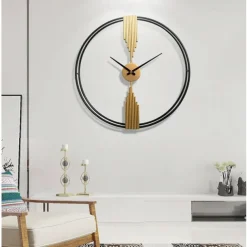 Clock Round Wall Clock Non Ticking Quartz Decorative Wall Watch Clock for Living Room Kitchen Home Office Black Golden 60 80 cm