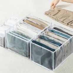 Closet Underwear Organizer Underwear Drawer Organizer Foldable Closet Clothes Dividers Nylon Dresser Compartments Storage Box Set Fit for Bras Socks Underpants Panties and Ties Organization
