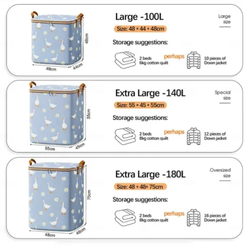Clothes Storage Bags with Durable Carry Handles, Portable Non-Woven Clothes Quilt Storage Bag, Clothes Storage Bins Foldable Closet Organizer Storage Containers