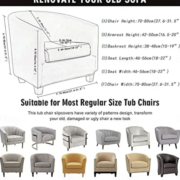 Club Chair Cover Barrel Chair Slipcover Stretch Tub Chair Slipcover, Arm Chair Sofa Cover For Dogs Pet,Washable Couch Furniture Protector Soft Durable