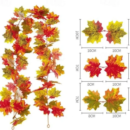 170CM Artificial Maple Vine, Fall Maple Leaf Garland, Outdoor Garden DIY Decoration, Wedding Festival Party Decoration, Autumn Thanksgiving Halloween Room Decor
