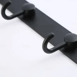 Coat Hooks Rack Wall Mounted, Heavy Duty Stainless Steel Matte Black Coat Hanger for Towel Bag Clothes Hat, 5 Hooks