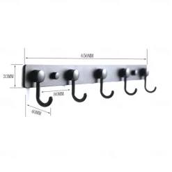 Coat Hooks Rack Wall Mounted, Heavy Duty Stainless Steel Matte Black Coat Hanger for Towel Bag Clothes Hat, 5 Hooks
