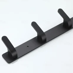 Coat Hooks Rack Wall Mounted, Heavy Duty Stainless Steel Matte Black Coat Hanger for Towel Bag Clothes Hat, 5 Hooks