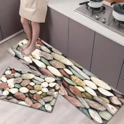 Cobble Stone Area Rug Kitchen Mat Non-Slip Oil Proof Floor Mat Livingroom Rug Indoor Outdoor Mat Bedroom Decor Bathroom Mat Entrance Rug Door Mat