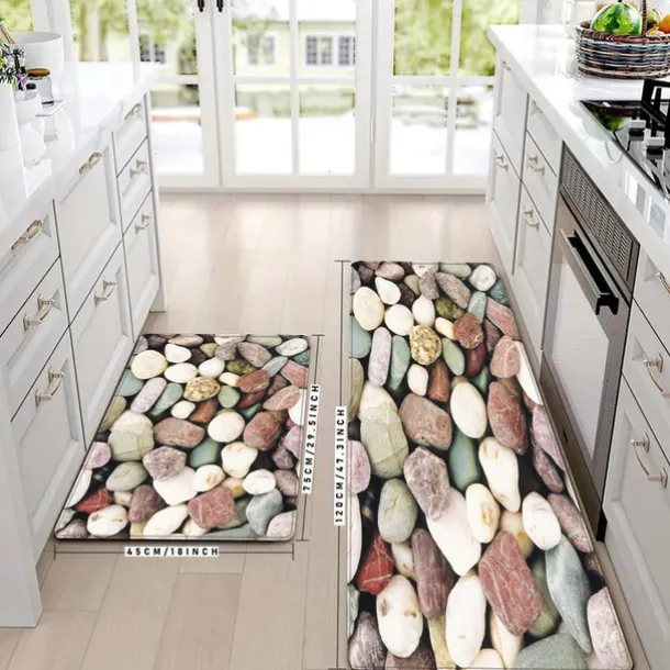 Cobble Stone Area Rug Kitchen Mat Non-Slip Oil Proof Floor Mat Livingroom Rug Indoor Outdoor Mat Bedroom Decor Bathroom Mat Entrance Rug Door Mat