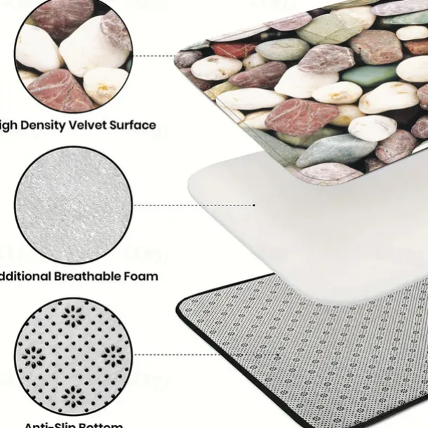 Cobble Stone Area Rug Kitchen Mat Non-Slip Oil Proof Floor Mat Livingroom Rug Indoor Outdoor Mat Bedroom Decor Bathroom Mat Entrance Rug Door Mat