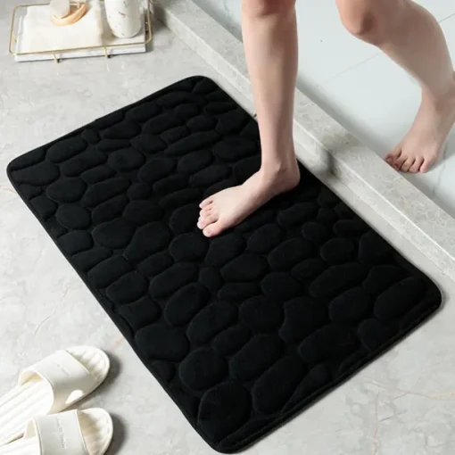 Cobblestone Embossed Bath Mat Non-slip , Memory Foam Pad, Washable Bath Rugs, Rapid Water Absorbent, Non-Slip, Washable, Thick, Soft And Comfortable Carpet For Shower Room